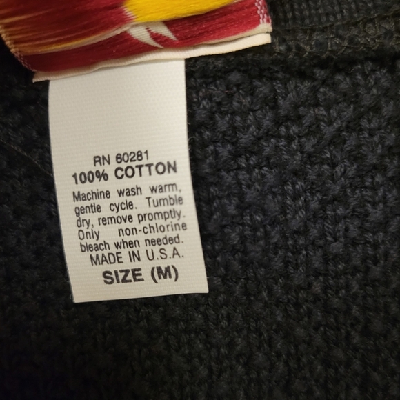 Cherokee knit crochet Navyblue oversize Granny Granma V-neck Sweater vest size M - Picture 7 of 8